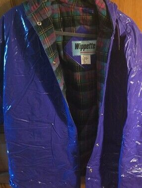 Wippette Shiny Purple Raincoat with Tartan Lining